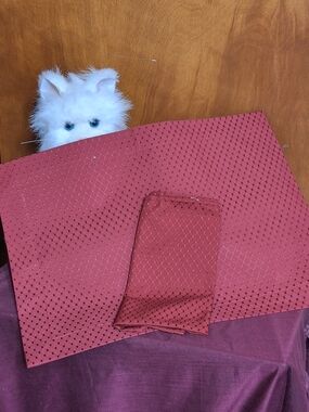 Burgundy Textured Fabric Placemat And Napkins Set Of 6